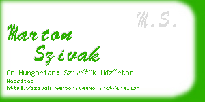 marton szivak business card